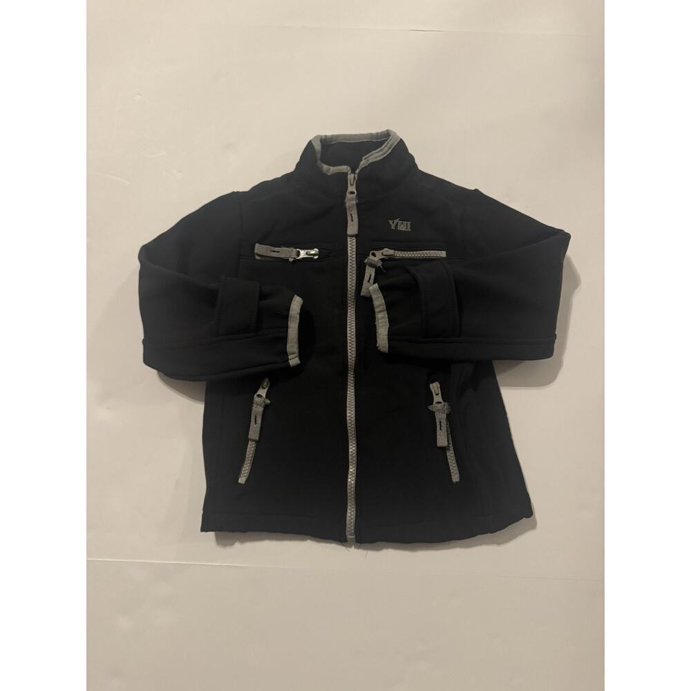YMI Boys Softshell Jacket Black Gray Full Zip Fleece Lined Size M 8 10